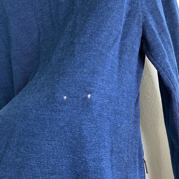 Alaska by Luly Yang Sweater Jacket Small Blue Full Zip Knit Airlines *Holes - Picture 10 of 12